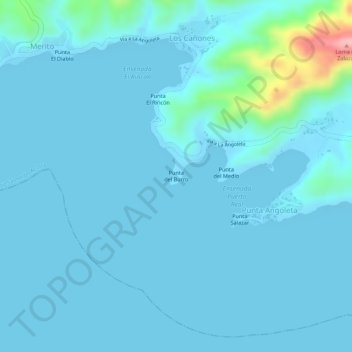Mapa topográfico Punta del Burro, altitud, relieve