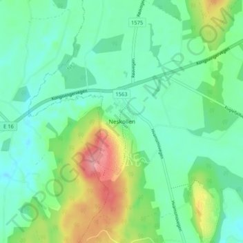 Mapa topográfico Neskollen, altitud, relieve