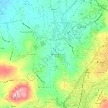 Mapa topográfico Cancela, altitud, relieve