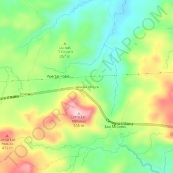 Mapa topográfico Rancho Alegre, altitud, relieve