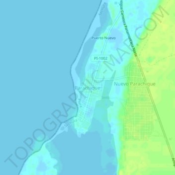 Mapa topográfico Parachique, altitud, relieve
