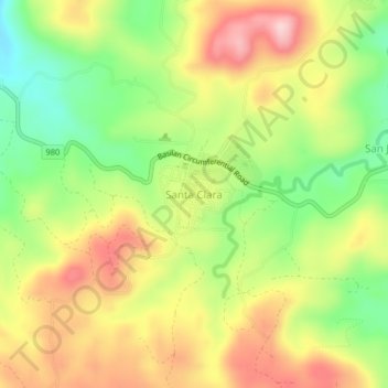 Mapa topográfico Santa Clara, altitud, relieve