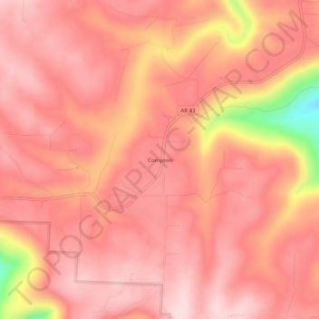 Mapa topográfico Compton, altitud, relieve
