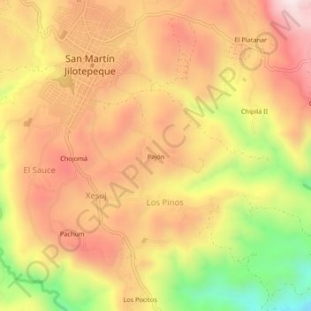Mapa topográfico Pajón, altitud, relieve