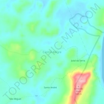 Mapa topográfico Centro Alegre, altitud, relieve