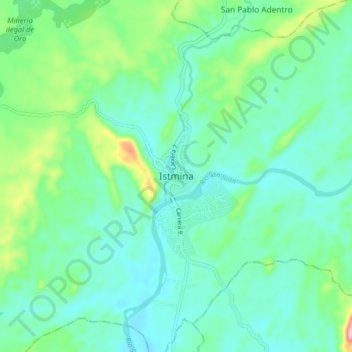 Mapa topográfico Istmina, altitud, relieve