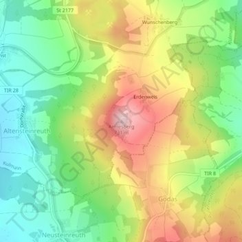 Mapa topográfico Armesberg, altitud, relieve