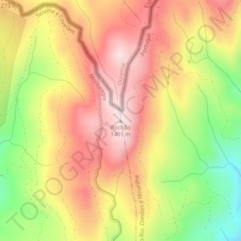 Mapa topográfico Rochão, altitud, relieve