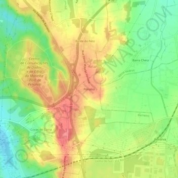 Mapa topográfico Penalva, altitud, relieve