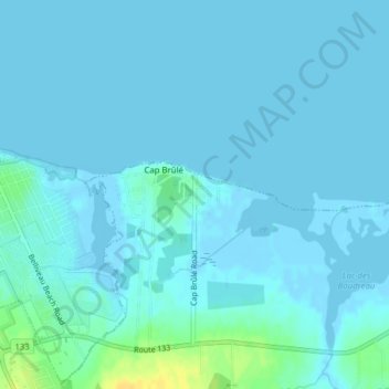 Mapa topográfico Cap-Brûlé, altitud, relieve