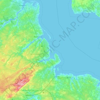 Mapa topográfico Surette Island, altitud, relieve