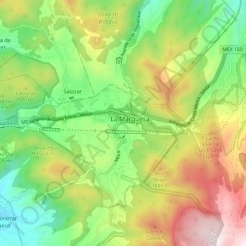 Mapa topográfico La Marquesa, altitud, relieve