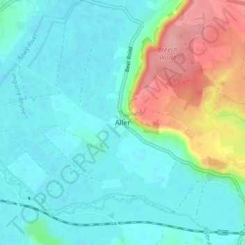 Mapa topográfico Aller, altitud, relieve