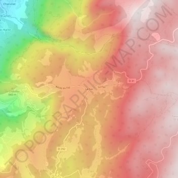 Mapa topográfico Le Faz, altitud, relieve