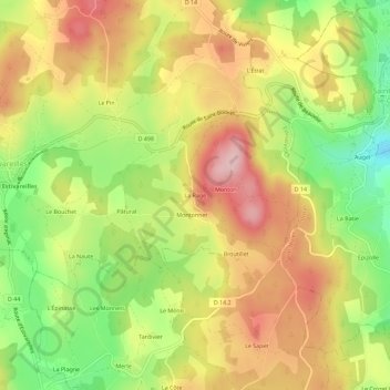 Mapa topográfico La Rage, altitud, relieve
