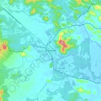 Mapa topográfico Morretes, altitud, relieve