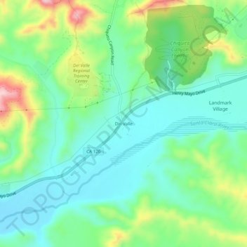 Mapa topográfico Del Valle, altitud, relieve
