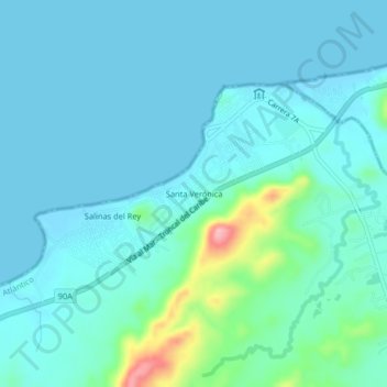 Mapa topográfico Santa Verónica, altitud, relieve