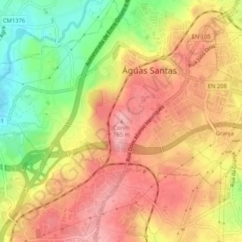 Mapa topográfico Corim, altitud, relieve