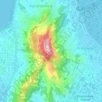Mapa topográfico Morro da Cruz, altitud, relieve