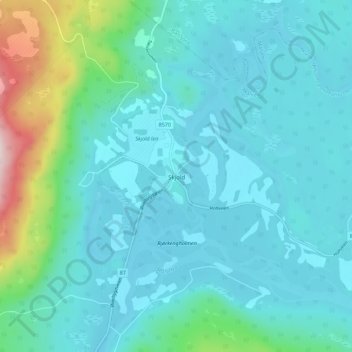 Mapa topográfico Skjold, altitud, relieve