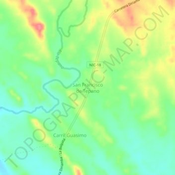 Mapa topográfico San Francisco de Tepano, altitud, relieve