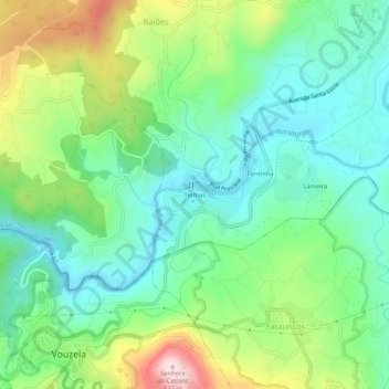 Mapa topográfico Termas, altitud, relieve