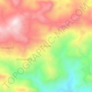 Mapa topográfico El Rodeo, altitud, relieve