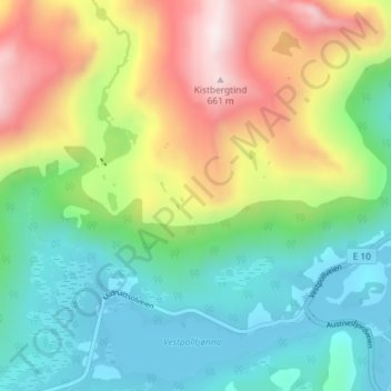 Mapa topográfico Lofoten, altitud, relieve