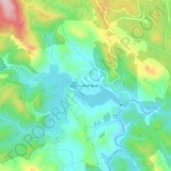 Mapa topográfico Bento Rodrigues, altitud, relieve