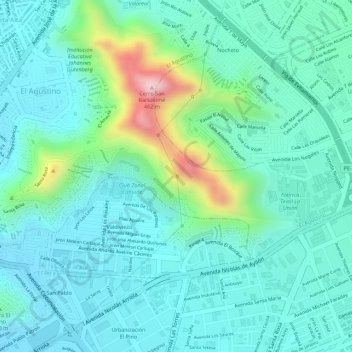 Mapa topográfico El Agustino, altitud, relieve