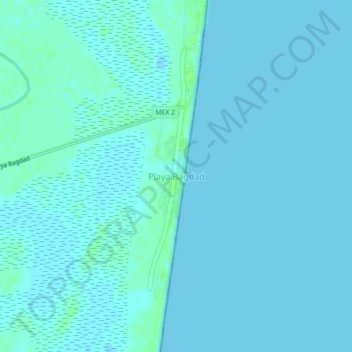 Mapa topográfico Playa Bagdad, altitud, relieve