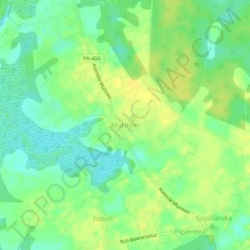 Mapa topográfico Murinim, altitud, relieve