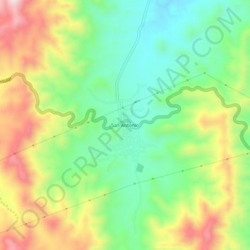 Mapa topográfico San Antonio, altitud, relieve