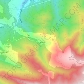 Mapa topográfico Villavieja, altitud, relieve