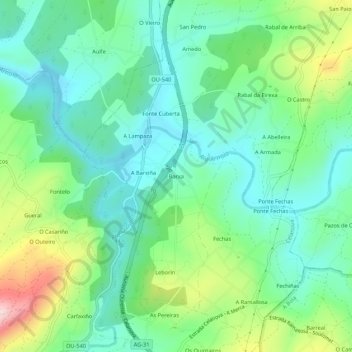 Mapa topográfico Barxa, altitud, relieve