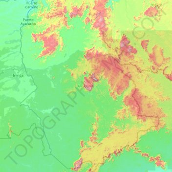 Mapa topográfico Estado Amazonas, altitud, relieve