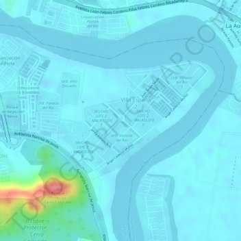 Mapa topográfico Mucho Lote 2, altitud, relieve