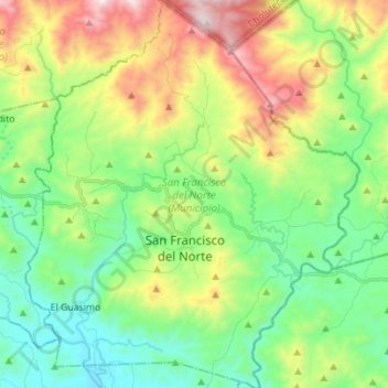 Mapa topográfico San Francisco del Norte (Municipio), altitud, relieve