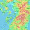 Mapa topográfico 九州地方, altitud, relieve