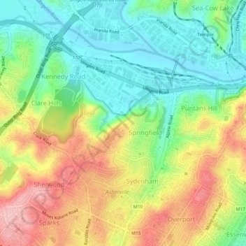 Mapa Topográfico EThekwini Ward 25, Altitud, Relieve