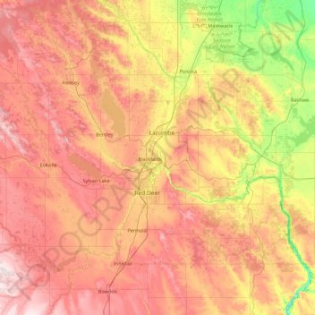 Mapa topográfico Division No. 8, altitud, relieve