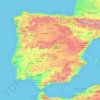 Mapa topográfico Península ibérica, altitud, relieve