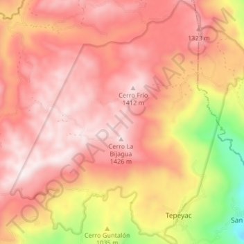 Mapa topográfico Reserva Natural Cerro Frío - La Cumplida, altitud, relieve