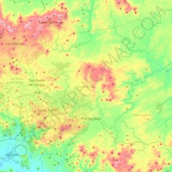 Mapa topográfico Santo Tomás, altitud, relieve
