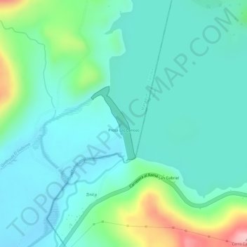 Mapa topográfico Presa Las Canoas, altitud, relieve