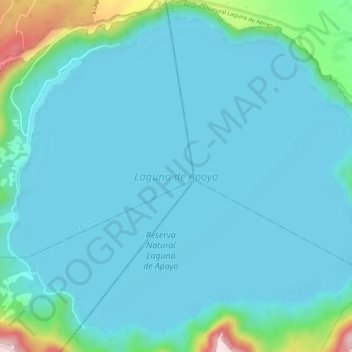 Mapa topográfico Laguna de Apoyo, altitud, relieve