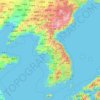 Mapa topográfico 조선/한국, altitud, relieve