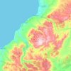 Mapa topográfico Pelluhue, altitud, relieve