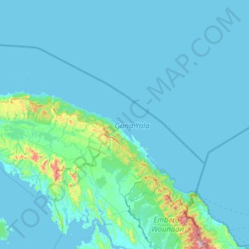 Mapa topográfico Guna Yala, altitud, relieve